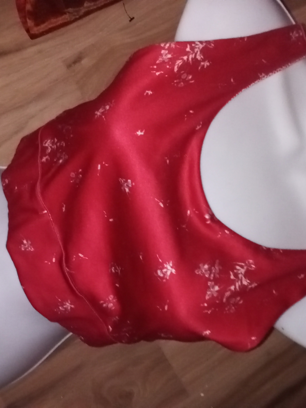 Red Satin Floral Crop Top